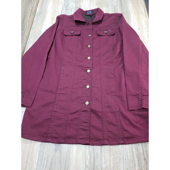 French Dressing Jeans Button Down Long Jacket Custom Fit in Canada Women's Large - Picture 1 of 5